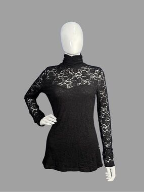 PattyBoutik Black Lace Turtleneck Top